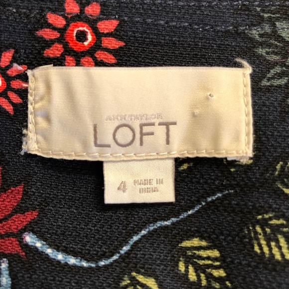 LOFT Navy Strawberries Floral Print Jacket Blazer - Picture 4 of 8